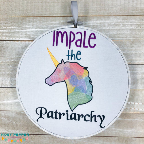 Impale the Patriarchy Unicorn machine embroidery design (4 sizes included) DIGITAL DOWNLOAD