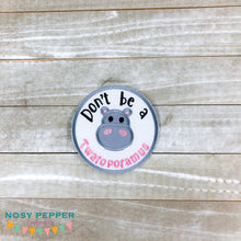 Load image into Gallery viewer, Twatopotamus applique Patch design 4x4 machine embroidery design DIGITAL DOWNLOAD