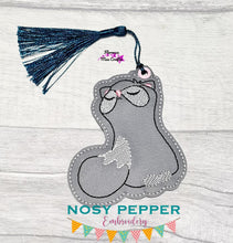 Load image into Gallery viewer, Ferret bookmark/ornament machine embroidery design DIGITAL DOWNLOAD