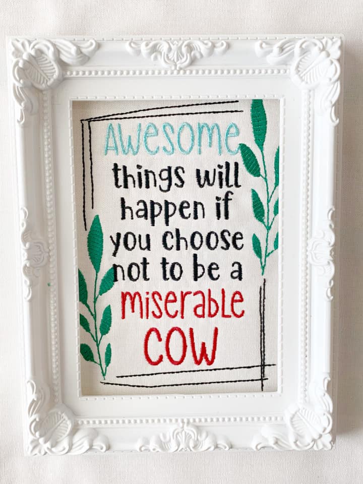 Miserable Cow machine embroidery design (4 sizes included) DIGITAL DOWNLOAD