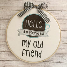 Load image into Gallery viewer, Hello Darkness my old friend applique machine embroidery design (4 sizes included) DIGITAL DOWNLOAD