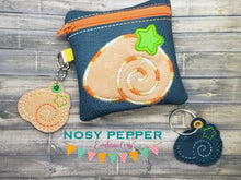 Load image into Gallery viewer, Shell Applique set (includes snap tab, charms, bookmark, 4x4 ITH Bag &amp; 5x7 ITH Bag) machine embroidery design DIGITAL DOWNLOAD