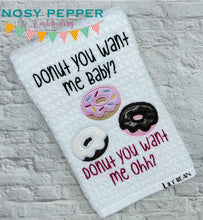 Load image into Gallery viewer, Donut you want me baby applique machine embroidery design (4 sizes included) DIGITAL DOWNLOAD