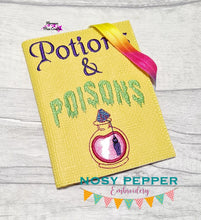 Load image into Gallery viewer, Potions and Poisons applique notebook cover (2 sizes available) machine embroidery design DIGITAL DOWNLOAD