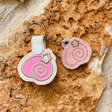 Load image into Gallery viewer, Shell Applique set (includes snap tab, charms, bookmark, 4x4 ITH Bag &amp; 5x7 ITH Bag) machine embroidery design DIGITAL DOWNLOAD