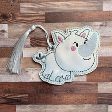 Load image into Gallery viewer, Rhino Bookmark machine embroidery design DIGITAL DOWNLOAD