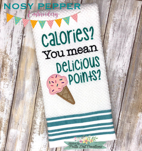 Calories applique machine embroidery design 4 sizes included DIGITAL DOWNLOAD