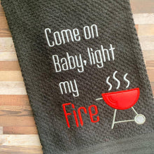 Load image into Gallery viewer, Come on Baby, light my fire applique machine embroidery design DIGITAL DOWNLOAD