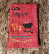Load image into Gallery viewer, Come on Baby, light my fire applique machine embroidery design DIGITAL DOWNLOAD
