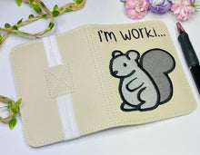 Load image into Gallery viewer, Squirrel Applique Notebook Cover 2 sizes available machine embroidery design DIGITAL DOWNLOAD