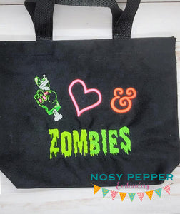 Peace Love & Zombies machine embroidery design (4 sizes included) DIGITAL DOWNLOAD