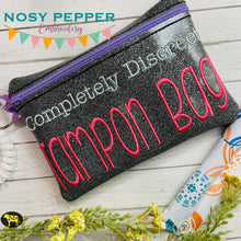 Load image into Gallery viewer, Completely discreet Tampon Bag ITH Bag (4 sizes available) machine embroidery design DIGITAL DOWNLOAD