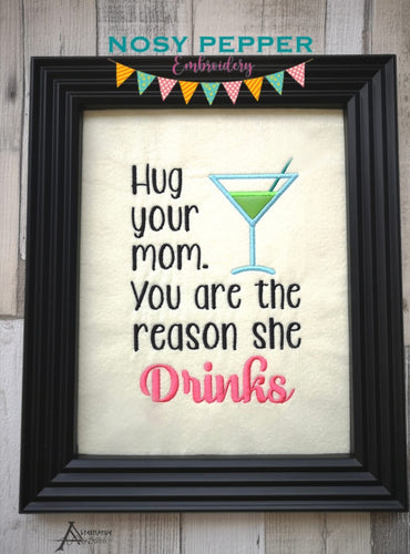 The reasons she drinks applique machine embroidery design (4 sizes included) DIGITAL DOWNLOAD