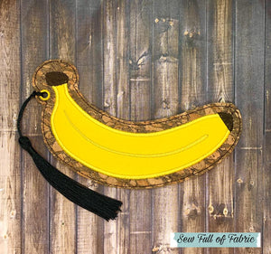 Banana for scale bookmark applique 5x7 hoop machine embroidery design DIGITAL DOWNLOAD
