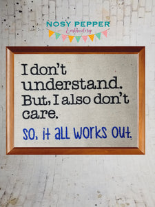 I don't understand machine embroidery design (4 sizes included) DIGITAL DOWNLOAD