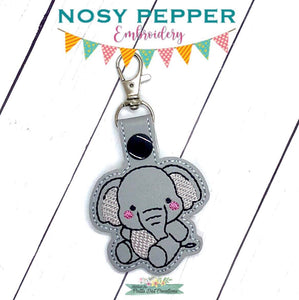Cute Elephant snap tab machine embroidery design (includes single and multi file) DIGITAL DOWNLOAD