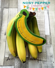 Load image into Gallery viewer, Banana for scale bookmark applique 5x7 hoop machine embroidery design DIGITAL DOWNLOAD