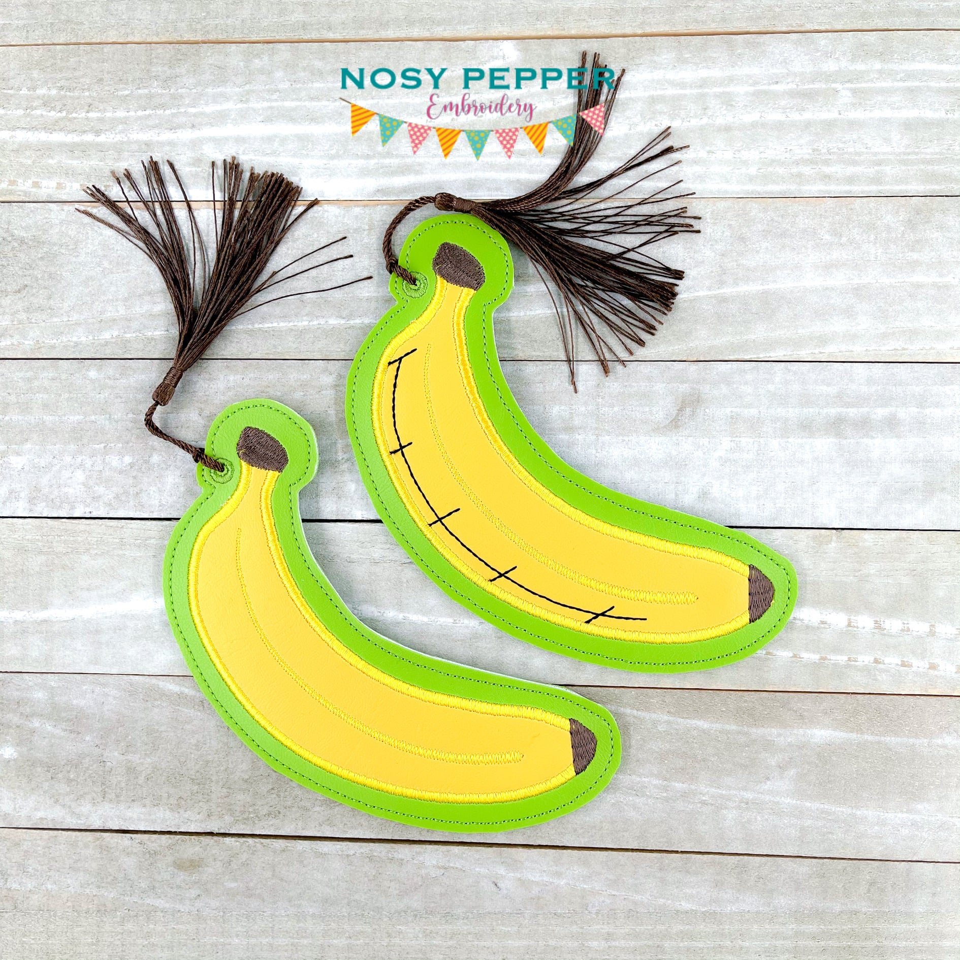 Banana for scale applique bookmark/bag tag/ornament 5x7 hoop