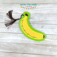 Load image into Gallery viewer, Banana for scale bookmark applique 5x7 hoop machine embroidery design DIGITAL DOWNLOAD