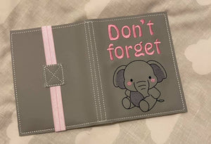Don't forget elephant notebook cover (2 sizes available) machine embroidery design DIGITAL DOWNLOAD