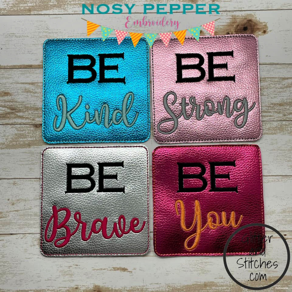 Be coaster set (set of 4 designs) machine embroidery design DIGITAL DOWNLOAD