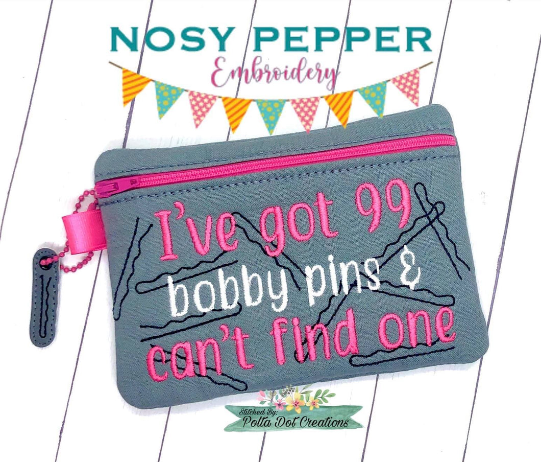 99 bobby pins and can't find one ITH Bag & Charm (4 sizes available) machine embroidery design DIGITAL DOWNLOAD