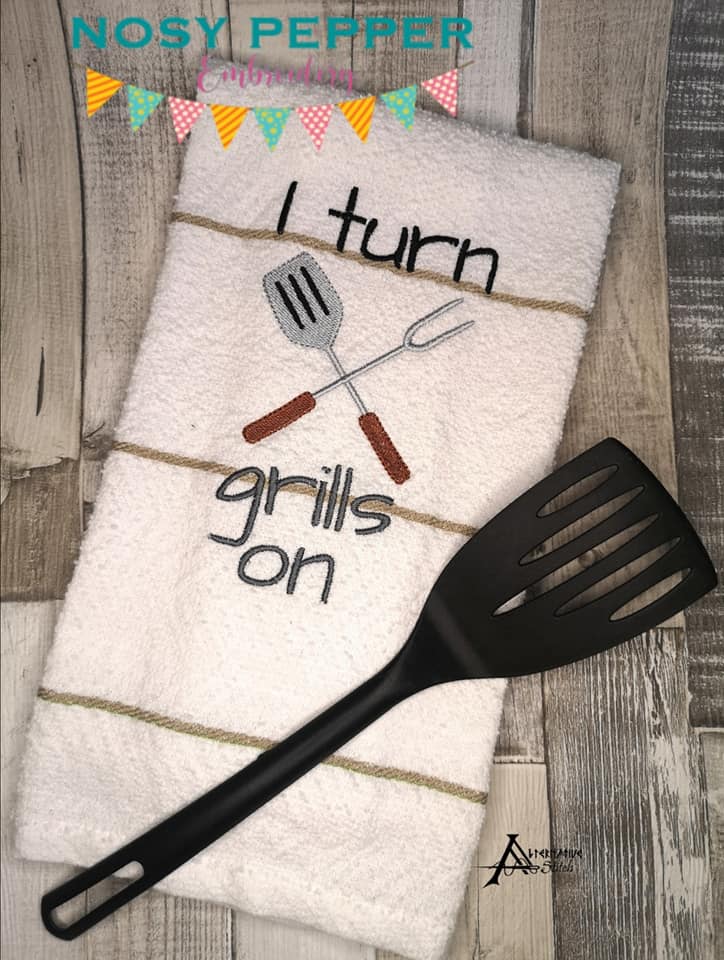 I turn grills on machine embroidery design (4 sizes included) DIGITAL DOWNLOAD