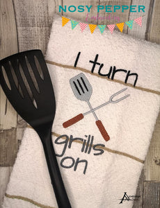 I turn grills on machine embroidery design (4 sizes included) DIGITAL DOWNLOAD