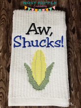 Load image into Gallery viewer, Aw, Shucks! machine embroidery design (5 sizes included) DIGITAL DOWNLOAD