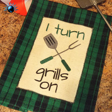 Load image into Gallery viewer, I turn grills on machine embroidery design (4 sizes included) DIGITAL DOWNLOAD