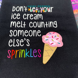 Sprinkles ice cream applique machine embroidery design (4 sizes included) DIGITAL DOWNLOAD