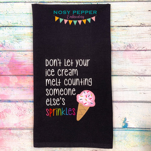 Sprinkles ice cream applique machine embroidery design (4 sizes included) DIGITAL DOWNLOAD