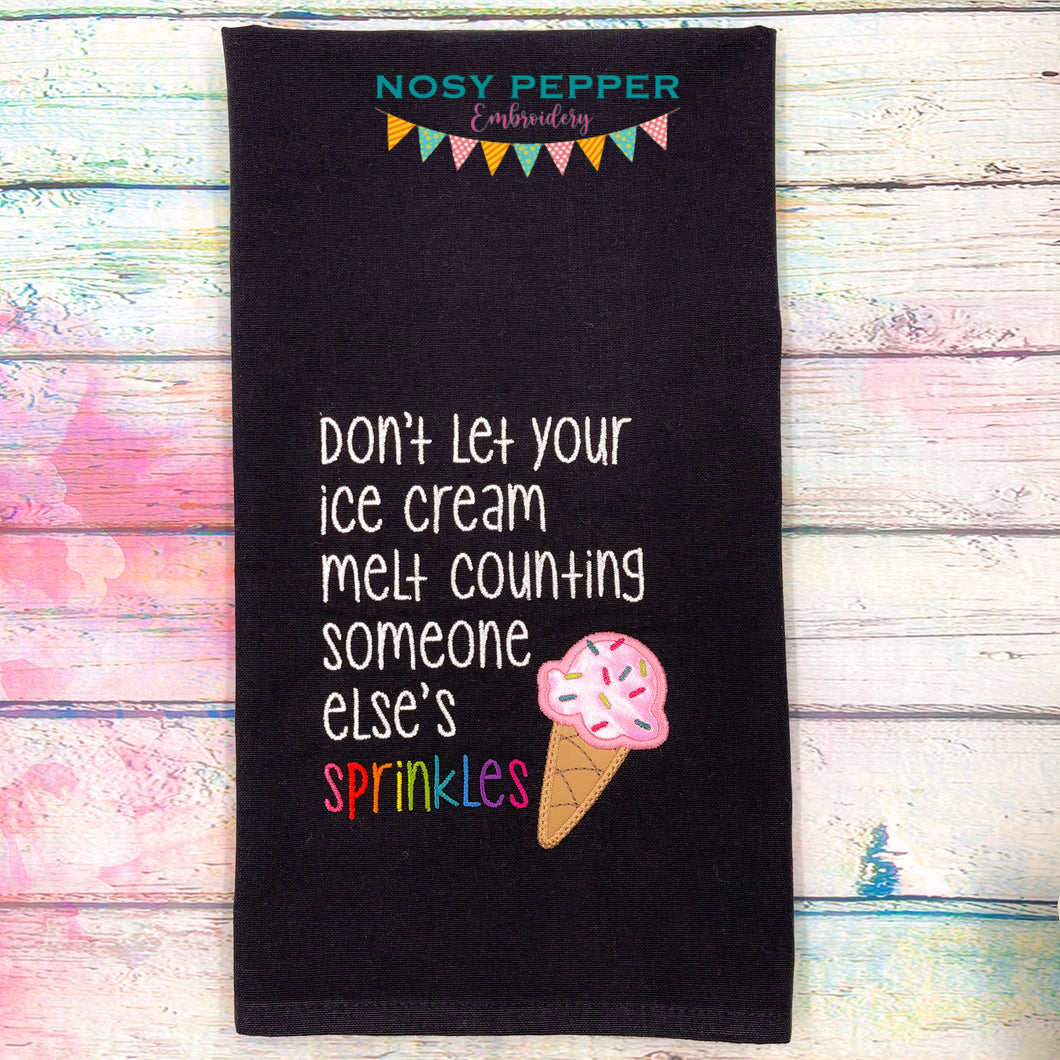Sprinkles ice cream applique machine embroidery design (4 sizes included) DIGITAL DOWNLOAD