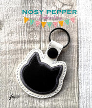 Load image into Gallery viewer, Cat applique snap tab (single and multi files included) machine embroidery design DIGITAL DOWNLOAD