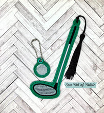Load image into Gallery viewer, Golf club sketch bookmark and charm set 5x7 Hoop machine embroidery design DIGITAL DOWNLOAD