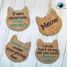 Load image into Gallery viewer, Cat Coaster set of 4 machine embroidery designs (DIGITAL DOWNLOAD)