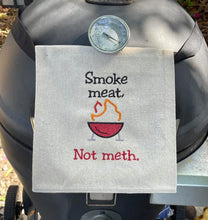 Load image into Gallery viewer, Smoke Meat not Meth machine embroidery design (5 sizes included) DIGITAL DOWNLOAD