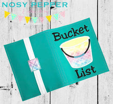 Load image into Gallery viewer, Bucket list applique notebook cover (2 sizes available) machine embroidery design DIGITAL DOWNLOAD