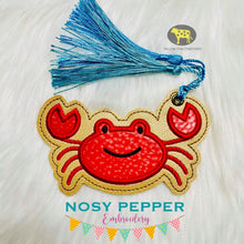Load image into Gallery viewer, Crab applique bookmark 4x4 machine embroidery design DIGITAL DOWNLOAD