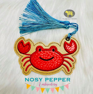 Crab applique bookmark 4x4 machine embroidery design DIGITAL DOWNLOAD