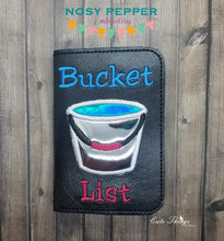 Load image into Gallery viewer, Bucket list applique notebook cover (2 sizes available) machine embroidery design DIGITAL DOWNLOAD