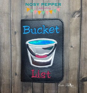 Bucket list applique notebook cover (2 sizes available) machine embroidery design DIGITAL DOWNLOAD