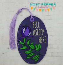 Load image into Gallery viewer, Fell asleep here bookmark 4x4 machine embroidery design DIGITAL DOWNLOAD