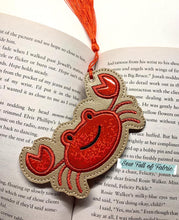 Load image into Gallery viewer, Crab applique bookmark 4x4 machine embroidery design DIGITAL DOWNLOAD