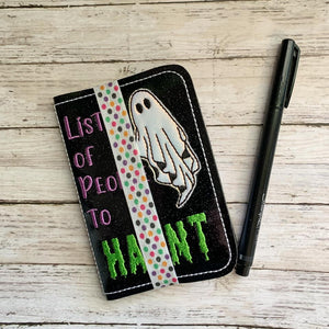 List of people to haunt notebook cover (2 sizes available) machine embroidery design DIGITAL DOWNLOAD
