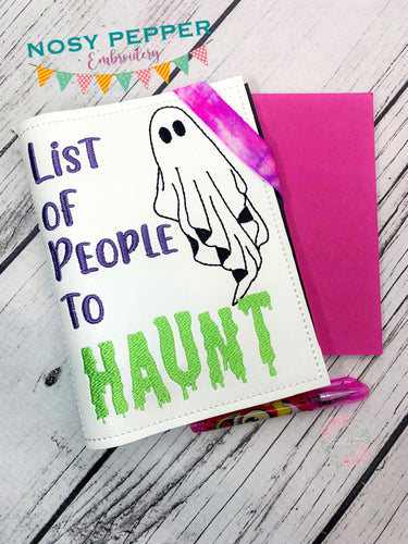 List of people to haunt notebook cover (2 sizes available) machine embroidery design DIGITAL DOWNLOAD