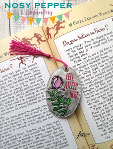 Fell asleep here bookmark 4x4 machine embroidery design DIGITAL DOWNLOAD