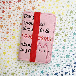 Deep thoughts about life and love poems about my cat notebook cover (2 sizes available) machine embroidery design DIGITAL DOWNLOAD