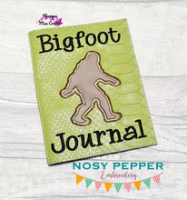 Load image into Gallery viewer, Bigfoot Journal notebook cover (2 sizes available) machine embroidery design DIGITAL DOWNLOAD