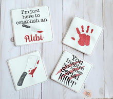 Load image into Gallery viewer, True Crime coaster set 2 includes 4 designs machine embroidery design DIGITAL DOWNLOAD